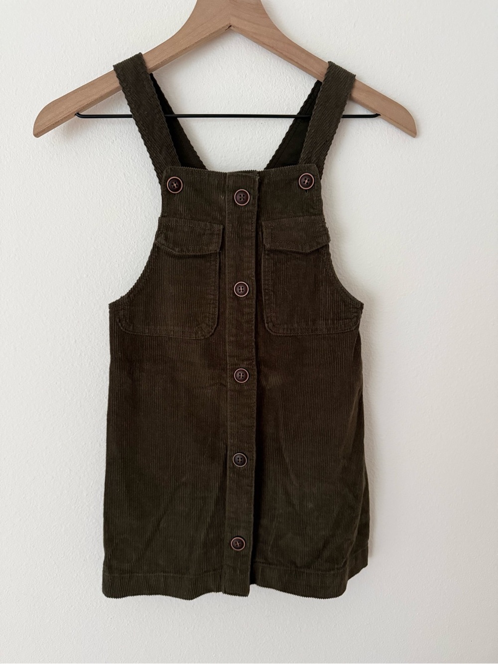 Zara Girls Olive Green Corduroy Pinafore Dress size 7